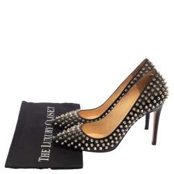 Pre Owned Christian Louboutin Black Leather Pigalle Spike Pumps Size 40