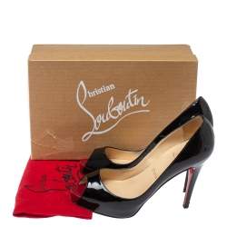Pre Owned Christian Louboutin Black Patent Leather Very Prive Pumps Size 38.5