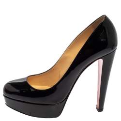 Pre Owned Christian Louboutin Black Patent Leather Bibi Platform Pumps Size 39