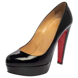 Pre Owned Christian Louboutin Black Patent Leather Bibi Platform Pumps Size 39