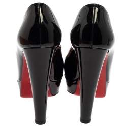 Pre Owned Christian Louboutin Black Patent Leather Bibi Platform Pumps Size 39