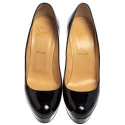 Pre Owned Christian Louboutin Black Patent Leather Bibi Platform Pumps Size 39