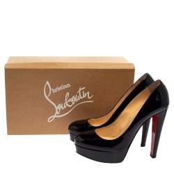 Pre Owned Christian Louboutin Black Patent Leather Bibi Platform Pumps Size 39