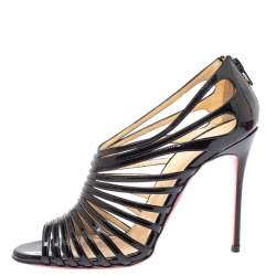 Pre Owned Christian Louboutin Black Leather Mul Tibrida Strappy Sandals Size 38