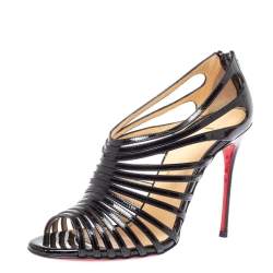 Pre Owned Christian Louboutin Black Leather Mul Tibrida Strappy Sandals Size 38