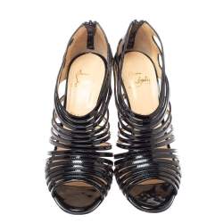 Pre Owned Christian Louboutin Black Leather Mul Tibrida Strappy Sandals Size 38