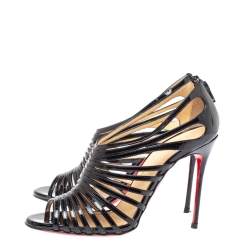 Pre Owned Christian Louboutin Black Leather Mul Tibrida Strappy Sandals Size 38