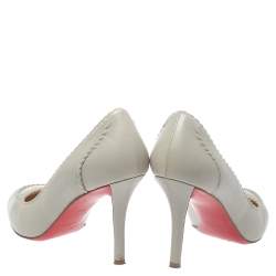 Pre Owned Christian Louboutin Grey Leather Pumps Size 38.5