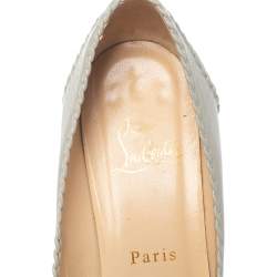 Pre Owned Christian Louboutin Grey Leather Pumps Size 38.5