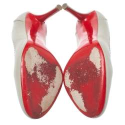 Pre Owned Christian Louboutin Grey Leather Pumps Size 38.5