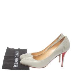 Pre Owned Christian Louboutin Grey Leather Pumps Size 38.5