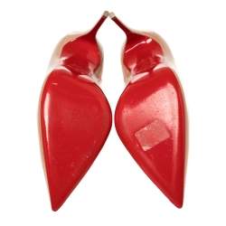 Pre Owned Christian Louboutin Beige Patent Leather So Kate Pumps Size 38.5