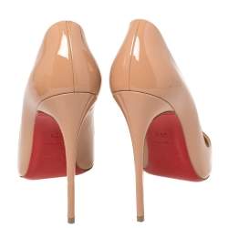 Pre Owned Christian Louboutin Beige Patent Leather So Kate Pumps Size 38.5