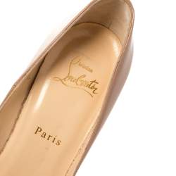 Pre Owned Christian Louboutin Beige Patent Leather So Kate Pumps Size 38.5