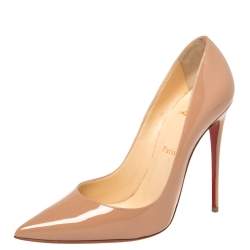 Pre Owned Christian Louboutin Beige Patent Leather So Kate Pumps Size 38.5