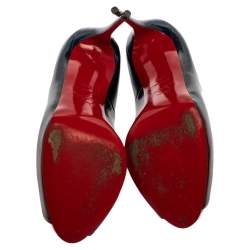 Pre Owned Christian Louboutin Ombre Multicolor Glitter Patent Leather New Very Prive Peep Toe Pumps Size 37.5