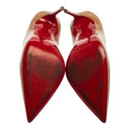 Pre Owned Christian Louboutin Beige Patent Leather So Kate Pumps Size 35.5