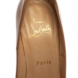 Pre Owned Christian Louboutin Beige Patent Leather So Kate Pumps Size 35.5