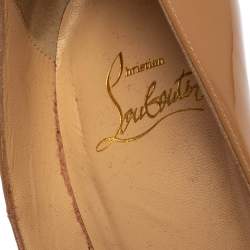 Pre Owned Christian Louboutin Beige Patent Leather So Kate Pumps Size 35.5