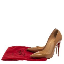 Pre Owned Christian Louboutin Beige Patent Leather So Kate Pumps Size 35.5