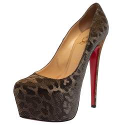 Christian Louboutin Metallic Fabric Daffodile Pumps Size 38