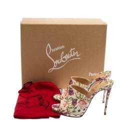 Pre Owned Christian Louboutin Multicolor Leather Piga  Flori Mules Size 36.5