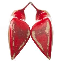 مملوكة مسبقًا Christian Louboutin Nude Beige Patent Leather So Kate Pumps Size 38