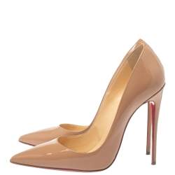 مملوكة مسبقًا Christian Louboutin Nude Beige Patent Leather So Kate Pumps Size 38