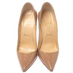 مملوكة مسبقًا Christian Louboutin Nude Beige Patent Leather So Kate Pumps Size 38