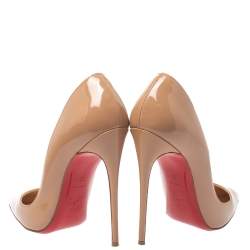 مملوكة مسبقًا Christian Louboutin Nude Beige Patent Leather So Kate Pumps Size 38