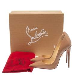 مملوكة مسبقًا Christian Louboutin Nude Beige Patent Leather So Kate Pumps Size 38