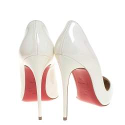 Pre Owned Christian Louboutin White Iridescent Patent Leather So Kate Pointed Toe Pumps Size 36