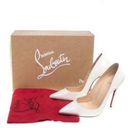 Pre Owned Christian Louboutin White Iridescent Patent Leather So Kate Pointed Toe Pumps Size 36