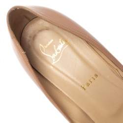 Pre Owned Christian Louboutin Beige Leather Milady Bow Open Toe Pumps Size 41