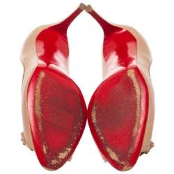 Pre Owned Christian Louboutin Beige Leather Milady Bow Open Toe Pumps Size 41
