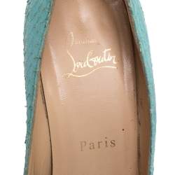 Pre Owned Christian Louboutin Green Python Embossed Leather New Simple Pumps Size 37.5