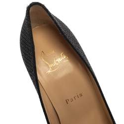 Pre Owned Christian Louboutin Metallic Black Fabric Eloise Pumps Size 37.5