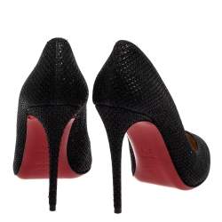 Pre Owned Christian Louboutin Metallic Black Fabric Eloise Pumps Size 37.5