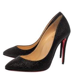 Pre Owned Christian Louboutin Metallic Black Fabric Eloise Pumps Size 37.5
