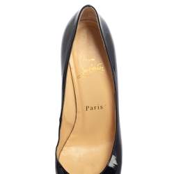 Pre Owned Christian Louboutin  Black Patent Leather Simple Pumps Size 37