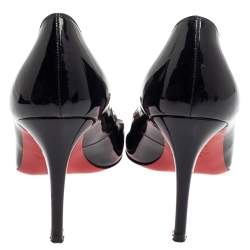 Pre Owned Christian Louboutin  Black Patent Leather Simple Pumps Size 37