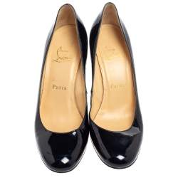 Pre Owned Christian Louboutin  Black Patent Leather Simple Pumps Size 37
