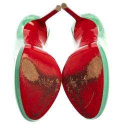 Pre Owned حذاء كعب عالي كريستيان لوبوتان "نيو سيمبل" نعل سميك جلد لامع أخضر مقاس 38