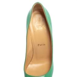 Pre Owned حذاء كعب عالي كريستيان ل�وبوتان "نيو سيمبل" نعل سميك جلد لامع أخضر مقاس 38