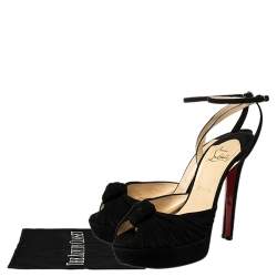 Pre Owned Christian Louboutin Black Suede Jenny Knotted Platform Sandals Size 37.5