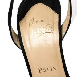 Pre Owned Christian Louboutin Black Suede Jenny Knotted Platform Sandals Size 37.5