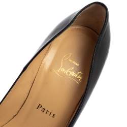 Pre Owned Christian Louboutin Black Leather Daffodile Platform Pumps Size 38.5