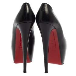 Pre Owned Christian Louboutin Black Leather Daffodile Platform Pumps Size 38.5