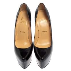Pre Owned Christian Louboutin Black Leather Daffodile Platform Pumps Size 38.5