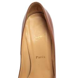 Pre Owned Christian Louboutin Brown Leather Grapi Block Heel Pumps Size 38.5